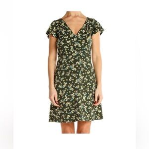 LOFT Dark Green Floral Dress